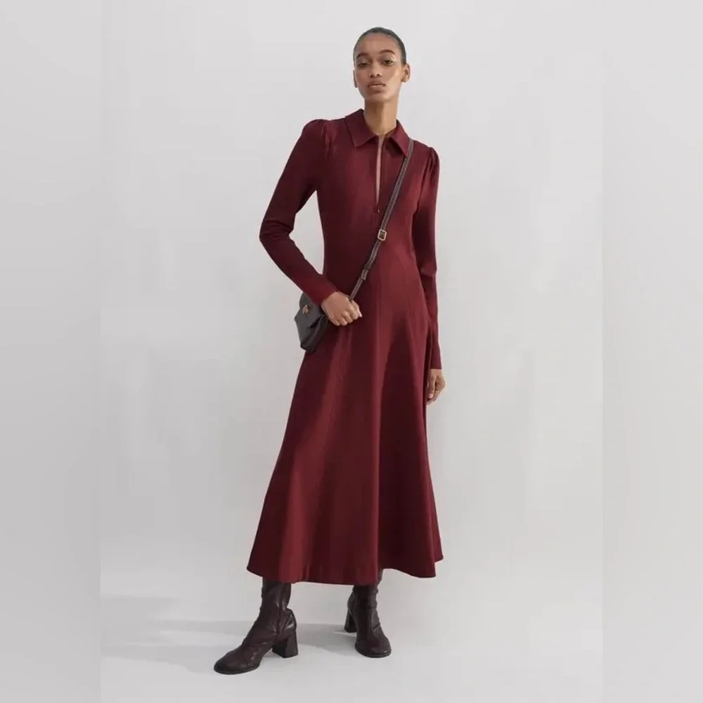 ME+EM Travel Tailoring Zip Front nursing Midi Maxi Dress Ponte Jersey career red - Picture 1 of 15